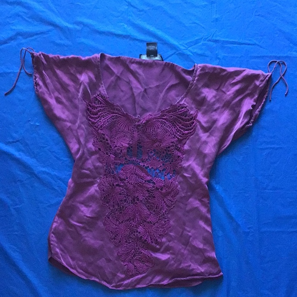 Purple crotchet silk shirt